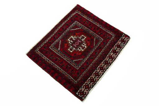 Close-up detail of 2000s Shiraz rug from Iran / Persia showing Wool weave