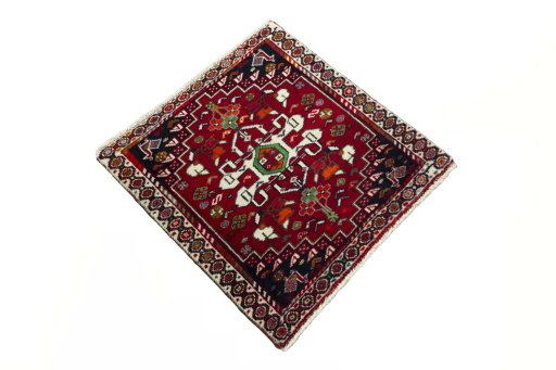 Close-up detail of 2000s Shiraz rug from Iran / Persia showing Wool weave