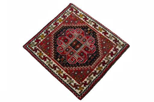 Close-up detail of 2000s Shiraz rug from Iran / Persia showing Wool weave