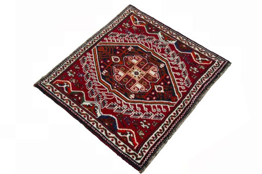 Close-up detail of 2000s Shiraz rug from Iran / Persia showing Wool weave