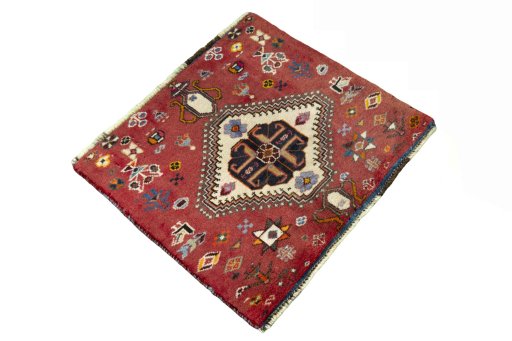 Close-up detail of 2000s Shiraz rug from Iran / Persia showing Wool weave
