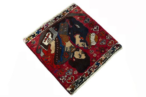Close-up detail of 2000s Shiraz rug from Iran / Persia showing Wool weave