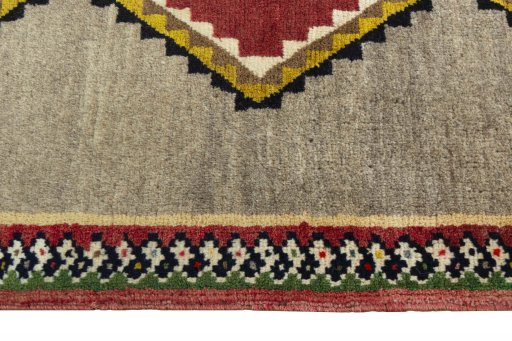 Close-up detail of 2000s Shiraz rug from Iran / Persia showing Wool weave