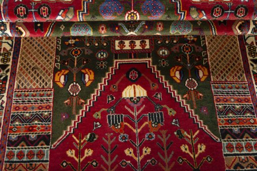 Full view of 2000s Shiraz rug from Iran / Persia, 191 × 125 cm in Green tones