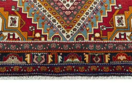 Close-up detail of 2000s Shiraz rug from Iran / Persia showing Wool weave