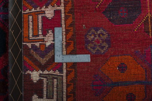 Close-up detail of 2000s Shiraz rug from Iran / Persia showing Wool weave