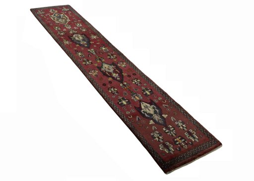 Close-up detail of 2000s Shiraz rug from Iran / Persia showing Wool weave