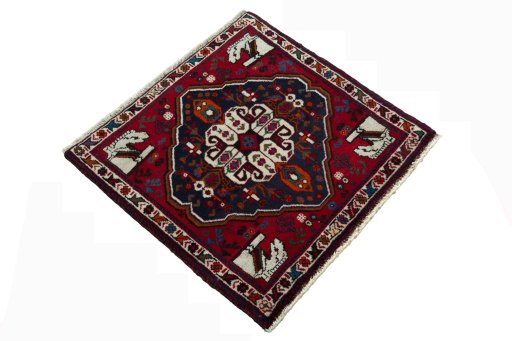 Close-up detail of 2000s Shiraz rug from Iran / Persia showing Wool weave