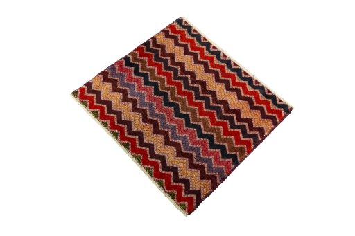 Corner detail of 2000s Shiraz rug showing border pattern and Wool pile