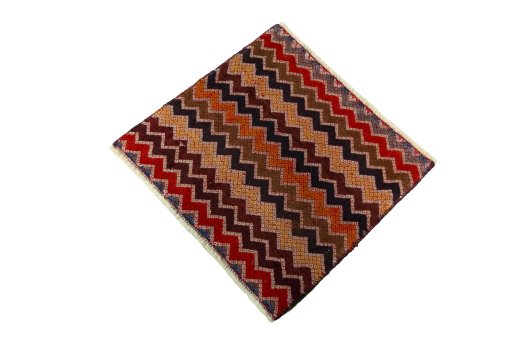Corner detail of 2000s Shiraz rug showing border pattern and Wool pile
