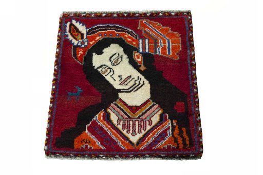 Surface texture of 2000s Shiraz rug with natural Wool and intricate pattern