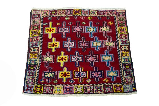 Surface texture of 2000s Shiraz rug with natural Wool and intricate pattern