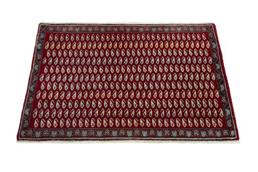 Surface texture of 2000s Shiraz rug with natural Wool and intricate pattern