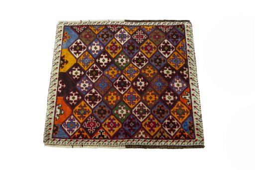Surface texture of 2000s Shiraz rug with natural Wool and intricate pattern