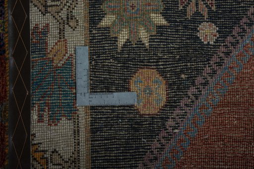 Close-up detail of 2000s Shiraz rug from Iran / Persia showing Wool weave