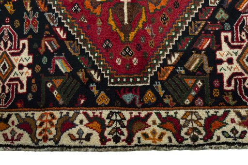 Close-up detail of 2000s Shiraz rug from Iran / Persia showing Wool weave
