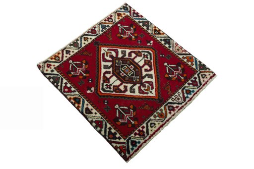 Close-up detail of 2000s Shiraz rug from Iran / Persia showing Wool weave
