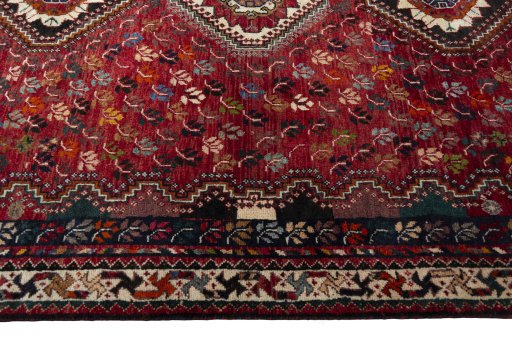 Close-up detail of 1970s Shiraz rug from Iran / Persia showing Wool weave