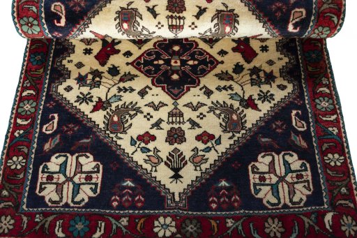 Full view of New Shiraz rug from Iran / Persia, 160 × 104 cm in Beige tones