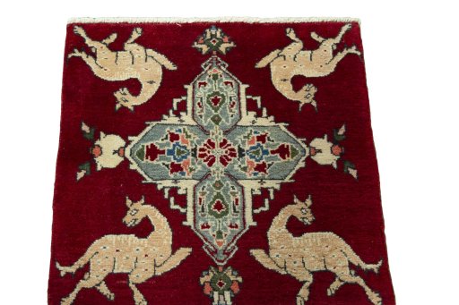 Surface texture of 2000s Shiraz rug with natural Wool and intricate pattern