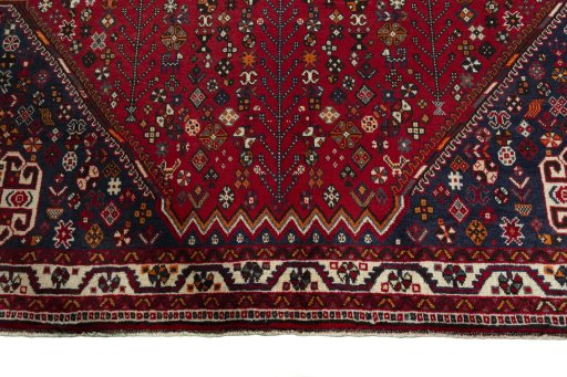 Full view of 2000s Shiraz rug from Iran / Persia, 290 × 200 cm in Red tones