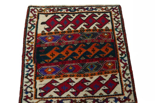 Surface texture of 2000s Shiraz rug with natural Wool and intricate pattern