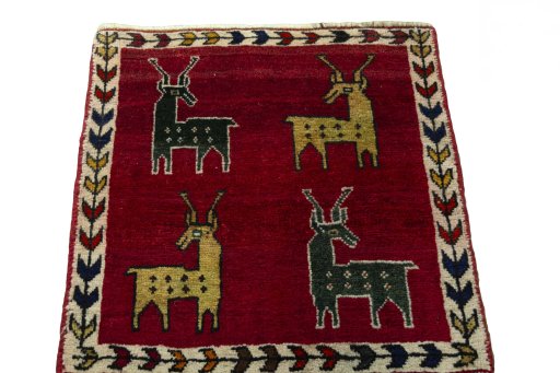 Surface texture of 2000s Shiraz rug with natural Wool and intricate pattern