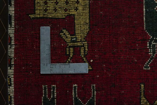 Backside of handmade 2000s Shiraz rug showing knot structure and weave density
