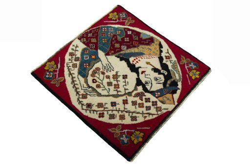 Close-up detail of 2000s Shiraz rug from Iran / Persia showing Wool weave