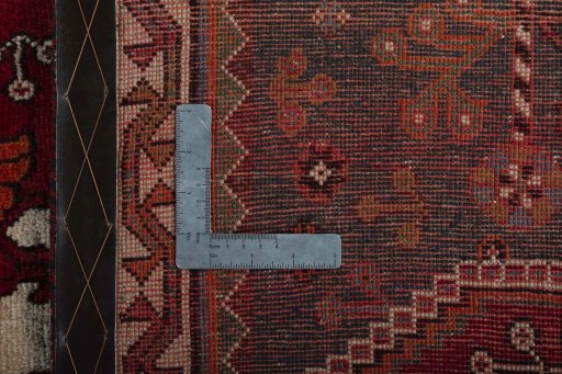 Close-up detail of 2000s Shiraz rug from Iran / Persia showing Wool weave