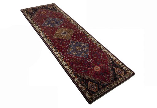 Close-up detail of 2000s Shiraz rug from Iran / Persia showing Wool weave