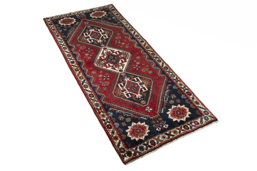Close-up detail of 2000s Shiraz rug from Iran / Persia showing Wool weave