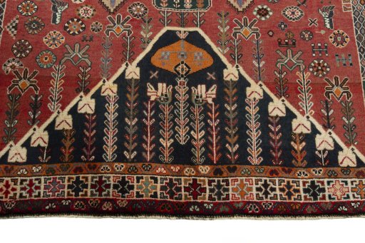Full view of 2000s Shiraz rug from Iran / Persia, 268 × 165 cm in Red tones