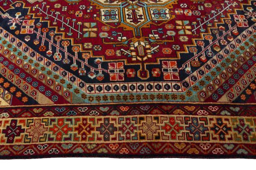 Full view of 2000s Shiraz rug from Iran / Persia, 323 × 184 cm in Multi Color tones