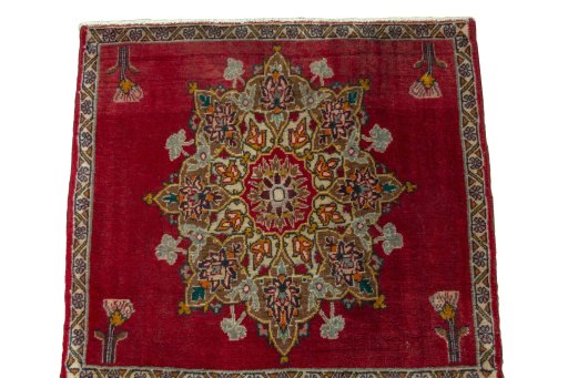 Surface texture of 2000s Shiraz rug with natural Wool and intricate pattern
