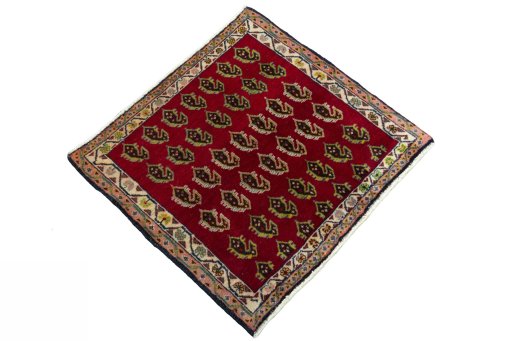 Close-up detail of 2000s Shiraz rug from Iran / Persia showing Wool weave