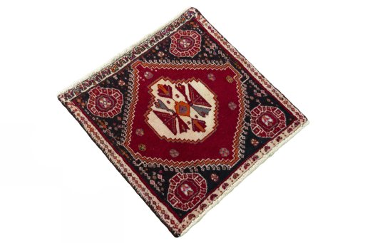 Close-up detail of 2000s Shiraz rug from Iran / Persia showing Wool weave