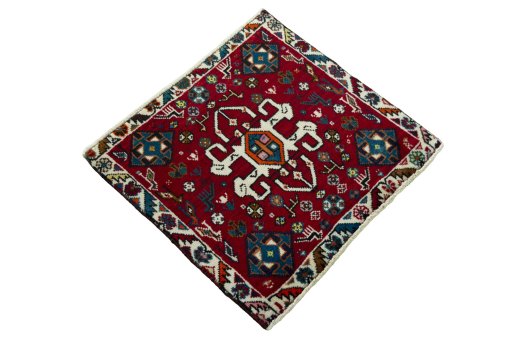 Close-up detail of 2000s Shiraz rug from Iran / Persia showing Wool weave