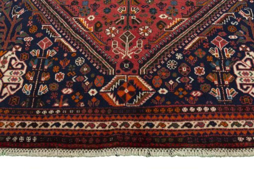 Close-up detail of 2000s Shiraz rug from Iran / Persia showing Wool weave