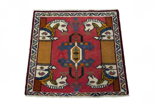Surface texture of 2000s Shiraz rug with natural Wool and intricate pattern