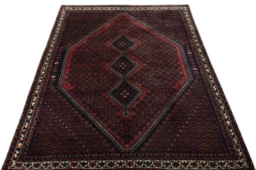 Surface texture of 2000s Shiraz rug with natural Cotton and intricate pattern