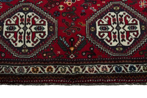Close-up detail of 2000s Shiraz rug from Iran / Persia showing Wool weave