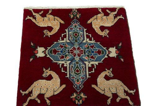 Surface texture of 2000s Shiraz rug with natural Wool and intricate pattern