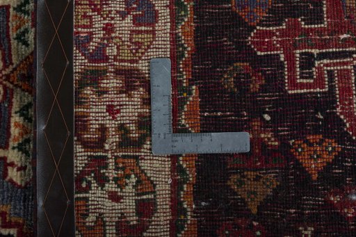 Close-up detail of 2000s Shiraz rug from Iran / Persia showing Wool weave