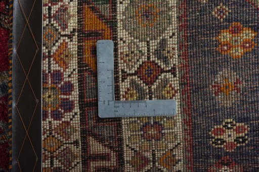 Close-up detail of 2000s Shiraz rug from Iran / Persia showing Wool weave