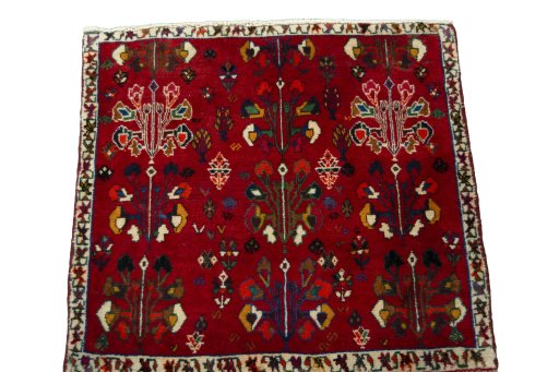 Surface texture of 2000s Shiraz rug with natural Wool and intricate pattern