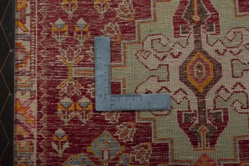 Backside of handmade 2000s Shiraz rug showing knot structure and weave density