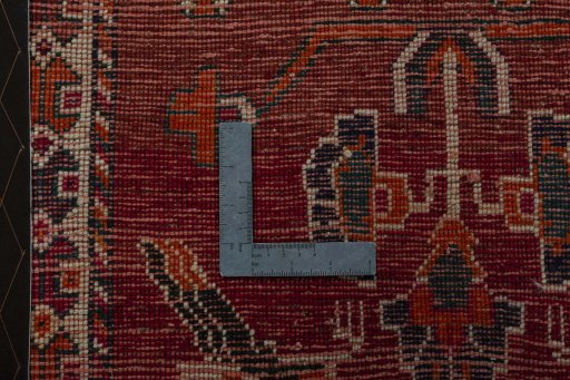 Backside of handmade 2000s Shiraz rug showing knot structure and weave density
