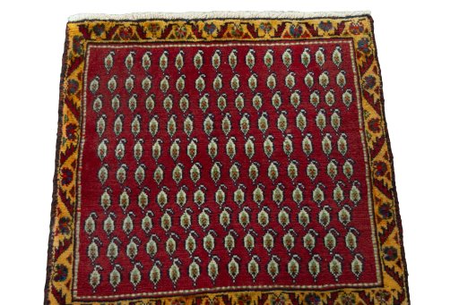 Surface texture of 2000s Shiraz rug with natural Wool and intricate pattern