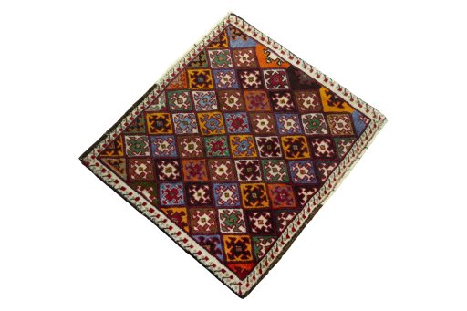 Close-up detail of 2000s Shiraz rug from Iran / Persia showing Wool weave